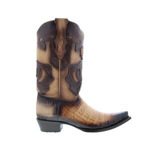 King Exotic Mens Caiman Belly Snip Toe Boots Brown Boots (NWT)